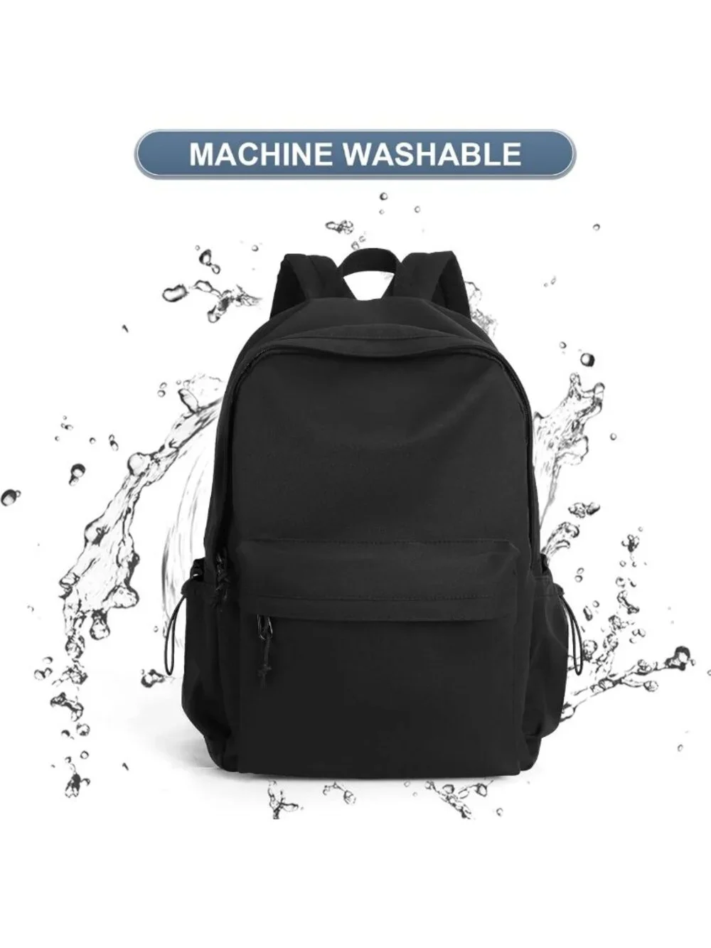 Stylish Waterproof Black Backpack for Girls & Boys - Lightweight School Daypack